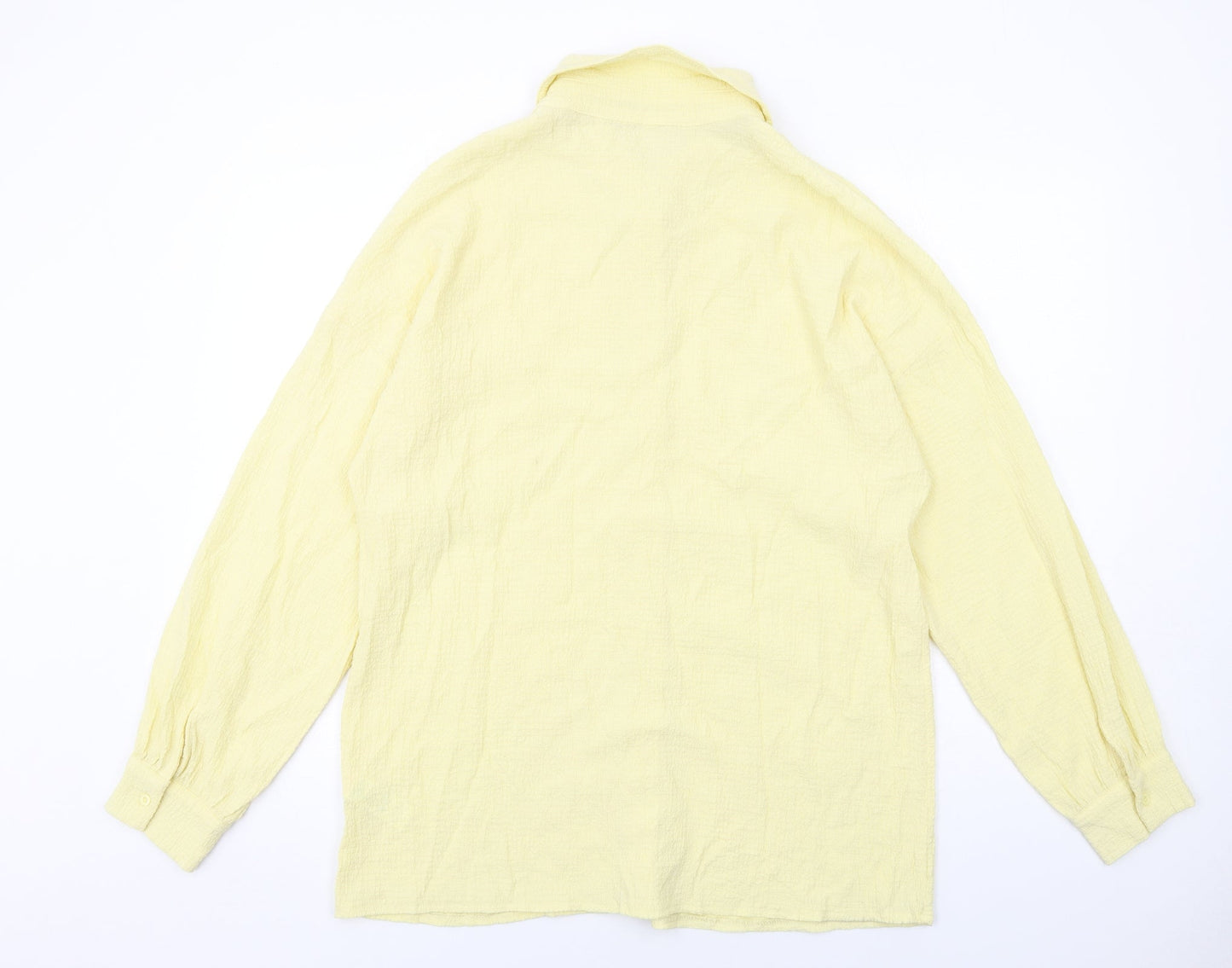 Womens UK Size 12 PRETTYLITTLETHING Yellow Basic Button-Up