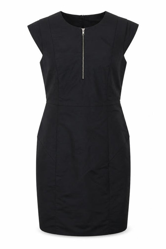 Love Label Womens Black Polyamide Shift Size 14 Round Neck Zip