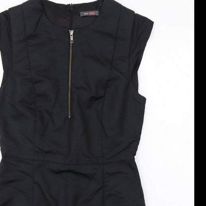 Love Label Womens Black Polyamide Shift Size 14 Round Neck Zip