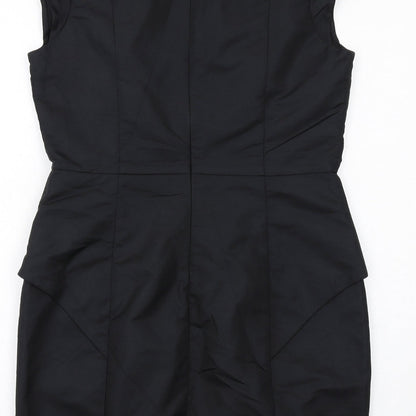 Love Label Womens Black Polyamide Shift Size 14 Round Neck Zip
