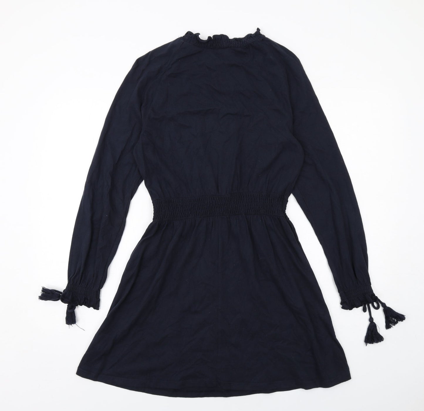 Topshop Womens Blue Cotton A-Line Size 10 Round Neck Pullover