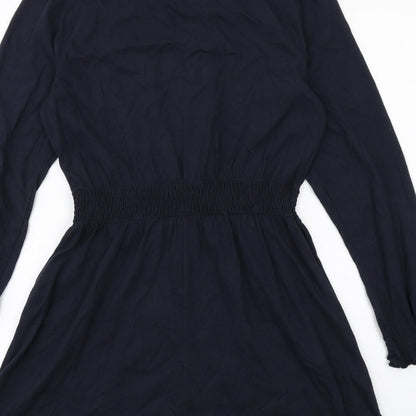 Topshop Womens Blue Cotton A-Line Size 10 Round Neck Pullover