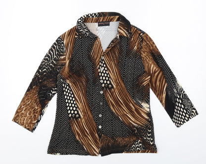 Womens UK Size S Anna Rose Brown Basic Button-Up