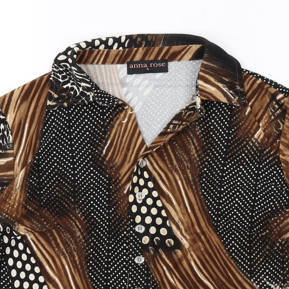 Womens UK Size S Anna Rose Brown Basic Button-Up