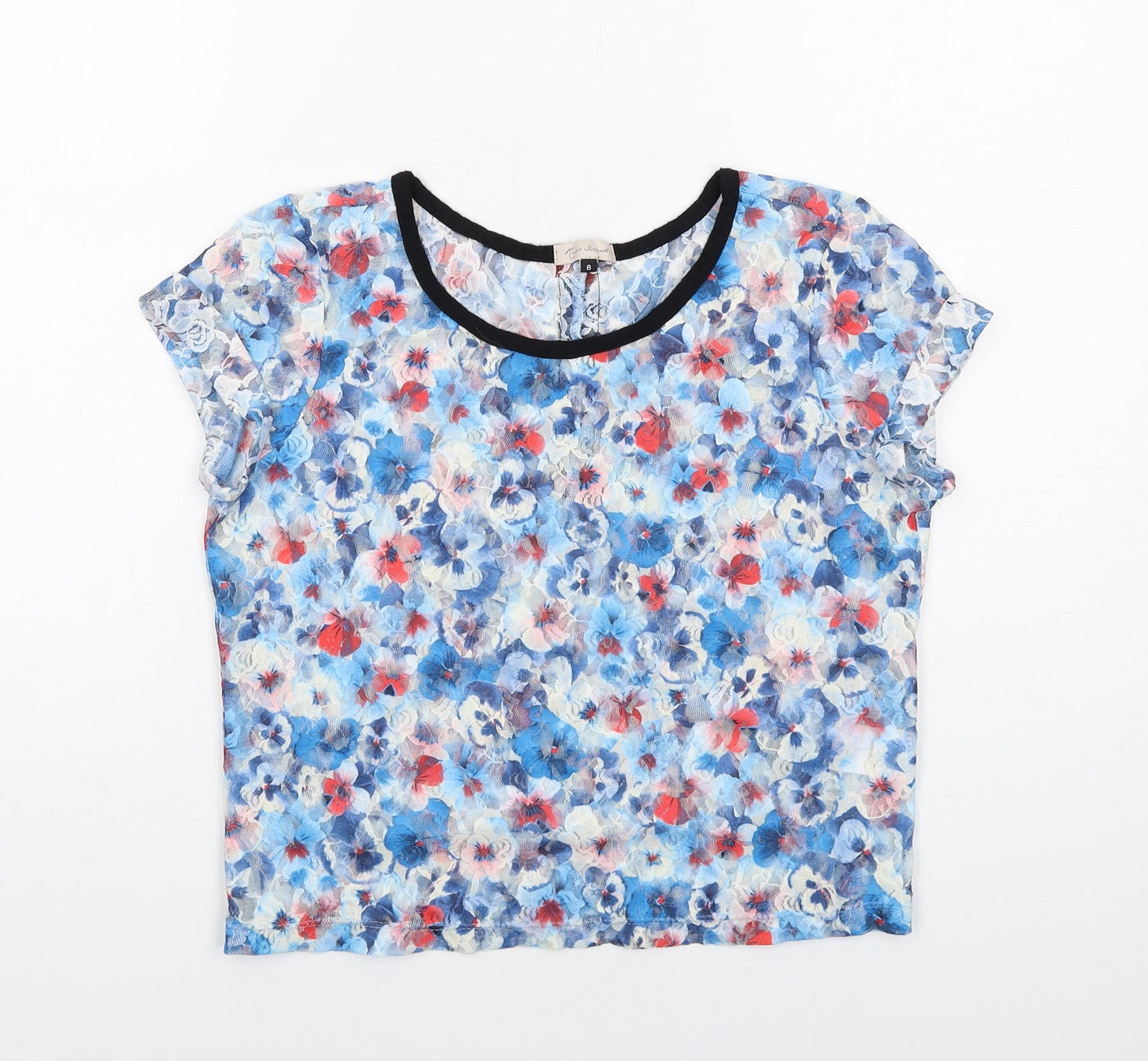 Womens UK Size 8 River Island Blue Basic T-Shirt