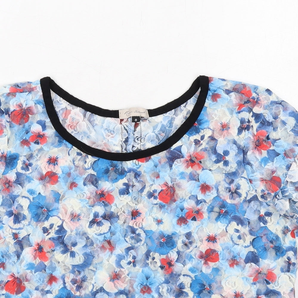 Womens UK Size 8 River Island Blue Basic T-Shirt