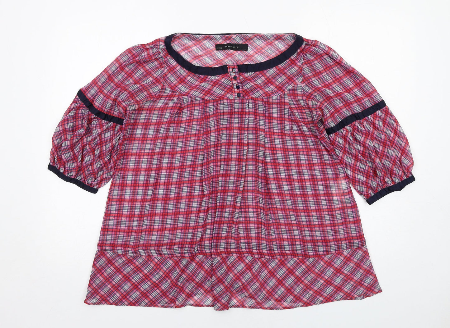 Womens UK Size M Zara Pink Basic Blouse