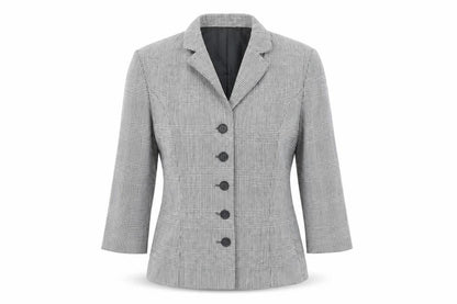 MONIQUEBROUNS Womens Black Check Polyester Jacket Blazer Size 8