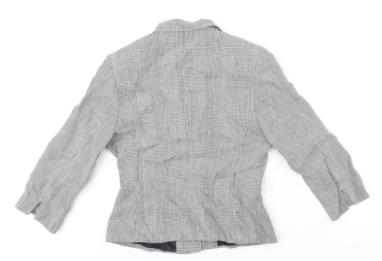 MONIQUEBROUNS Womens Black Check Polyester Jacket Blazer Size 8