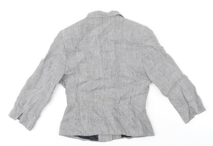 MONIQUEBROUNS Womens Black Check Polyester Jacket Blazer Size 8