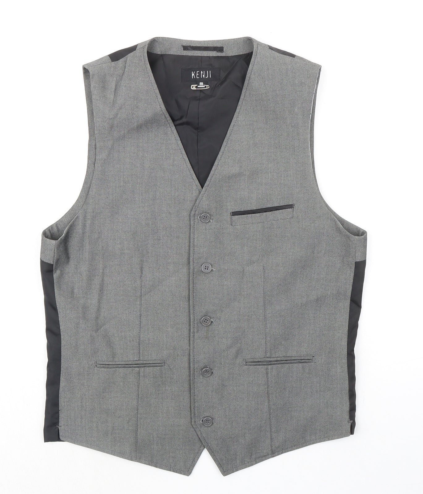 Kenji Mens Grey Polyester Jacket Suit Waistcoat Size M Regular