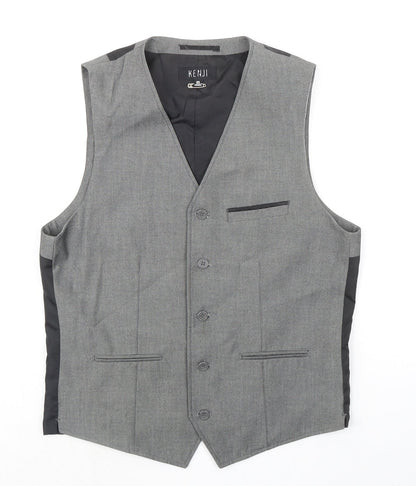 Kenji Mens Grey Polyester Jacket Suit Waistcoat Size M Regular