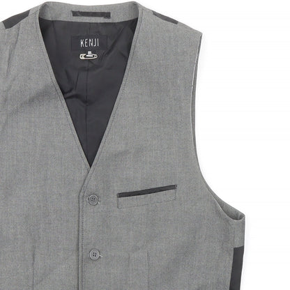 Kenji Mens Grey Polyester Jacket Suit Waistcoat Size M Regular