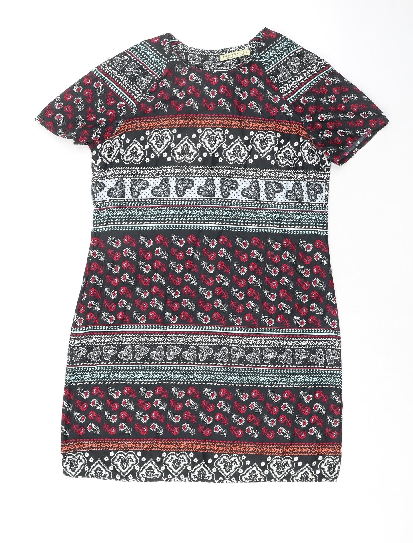 Innocence Womens Multicoloured Geometric Polyester T-Shirt Dress Size 12 Round Neck