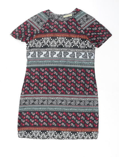 Innocence Womens Multicoloured Geometric Polyester T-Shirt Dress Size 12 Round Neck