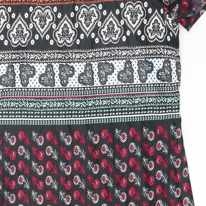 Innocence Womens Multicoloured Geometric Polyester T-Shirt Dress Size 12 Round Neck