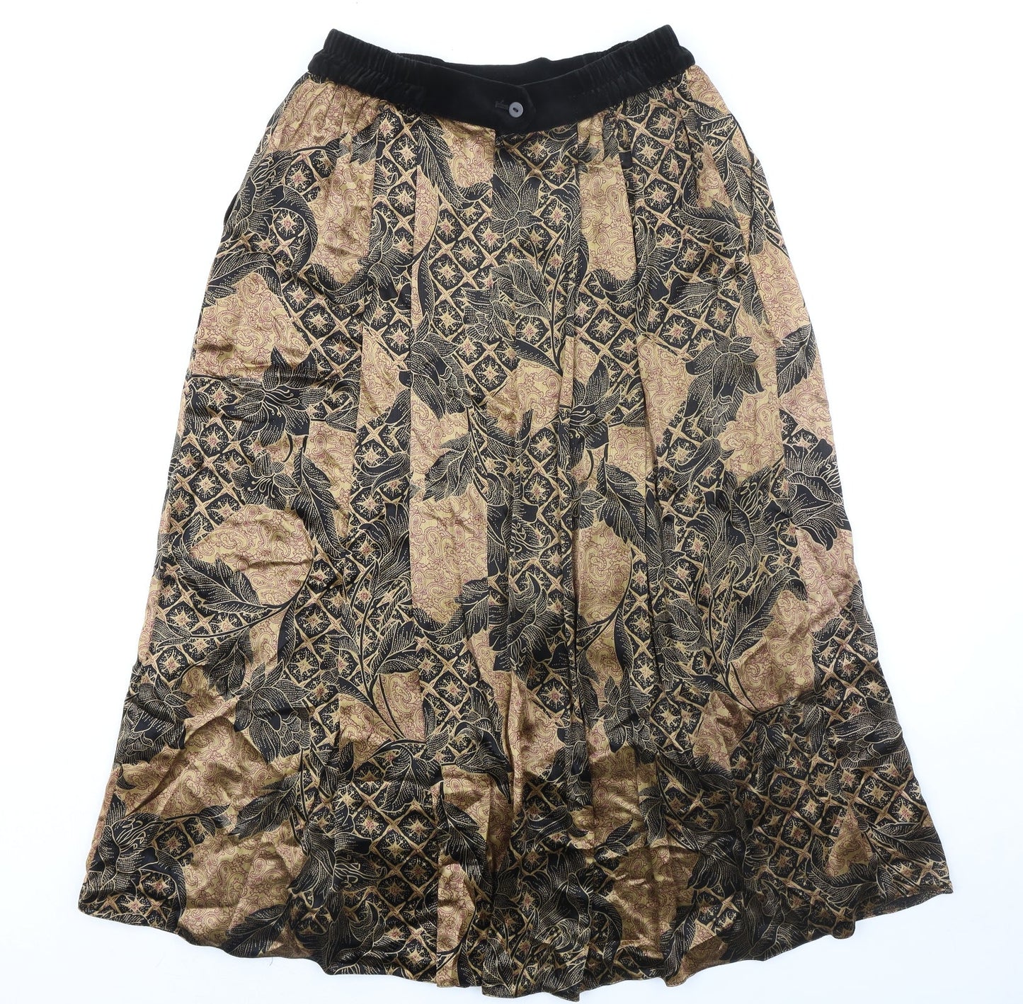 Basler Womens Multicoloured Satin Long Geometric A-Line Skirt Size 10