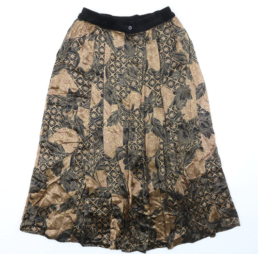 Basler Womens Multicoloured Satin Long Geometric A-Line Skirt Size 10