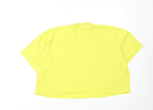COLLUSION Womens Yellow Cotton Cropped T-Shirt Size 18 Round Neck