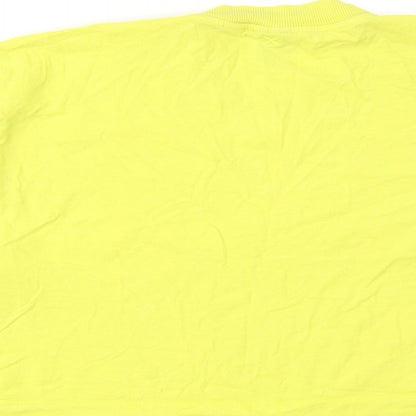 COLLUSION Womens Yellow Cotton Cropped T-Shirt Size 18 Round Neck