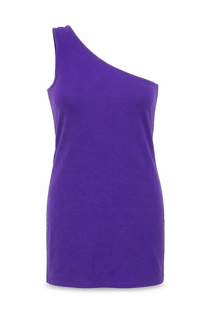 Topshop Womens Purple Cotton Mini Size 12 One Shoulder Pullover