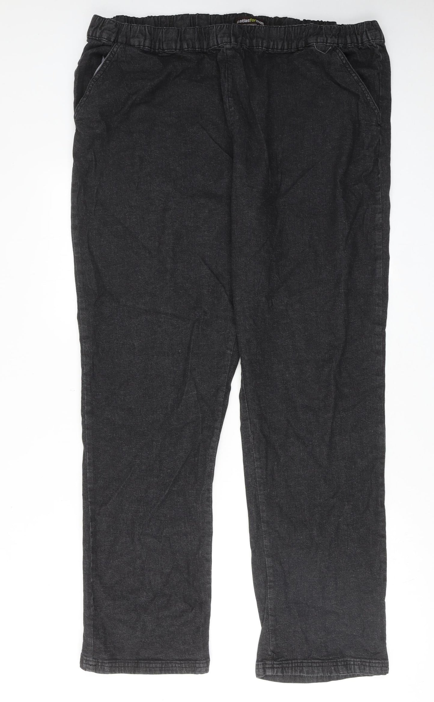 Atlas Mens Black Cotton Straight Jeans Size 2XL L32 in Regular