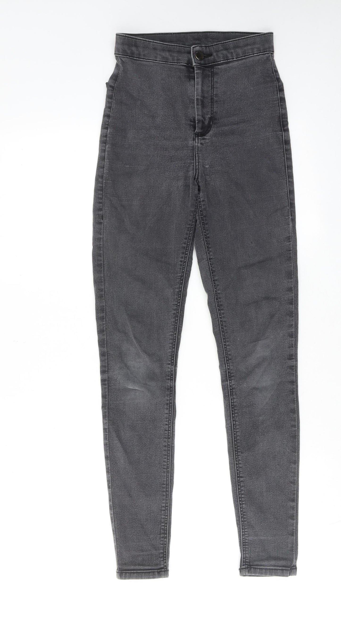 Topshop Womens Grey Cotton Skinny Jeans Size 25 in L32 in Regular Zip