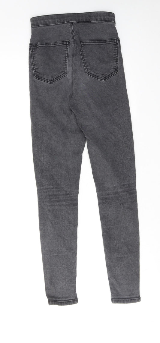 Topshop Womens Grey Cotton Skinny Jeans Size 25 in L32 in Regular Zip