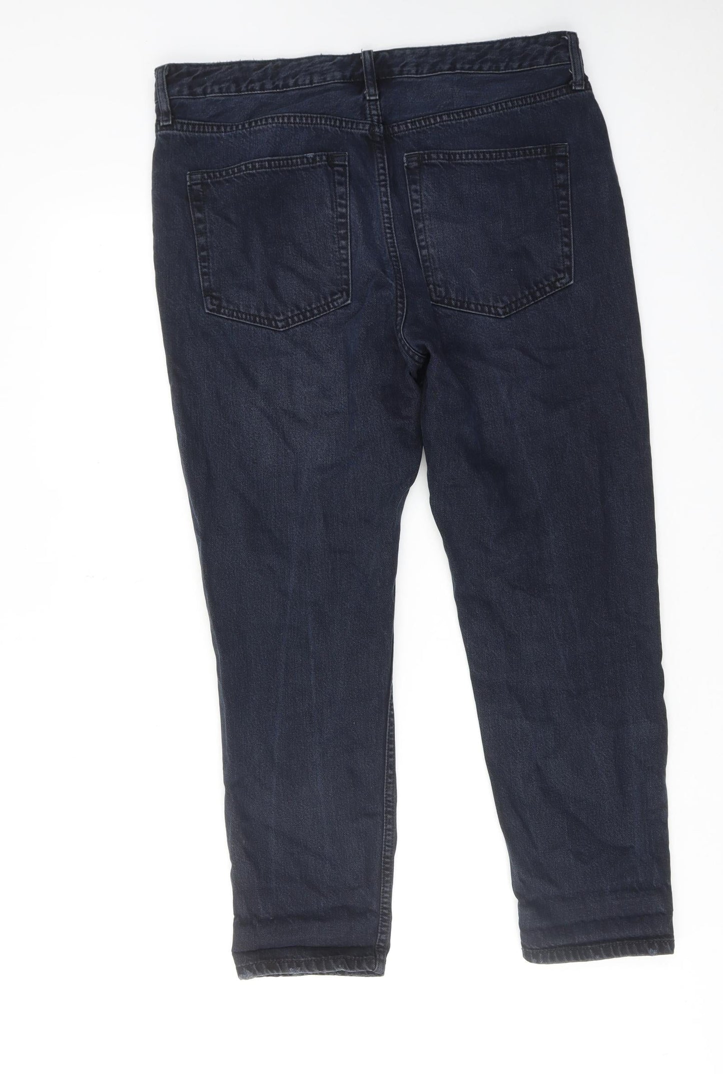 Topshop Womens Blue Cotton Tapered Jeans Size 30 in L30 in Regular Zip