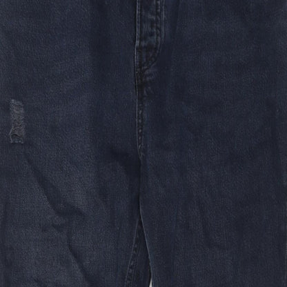 Topshop Womens Blue Cotton Tapered Jeans Size 30 in L30 in Regular Zip