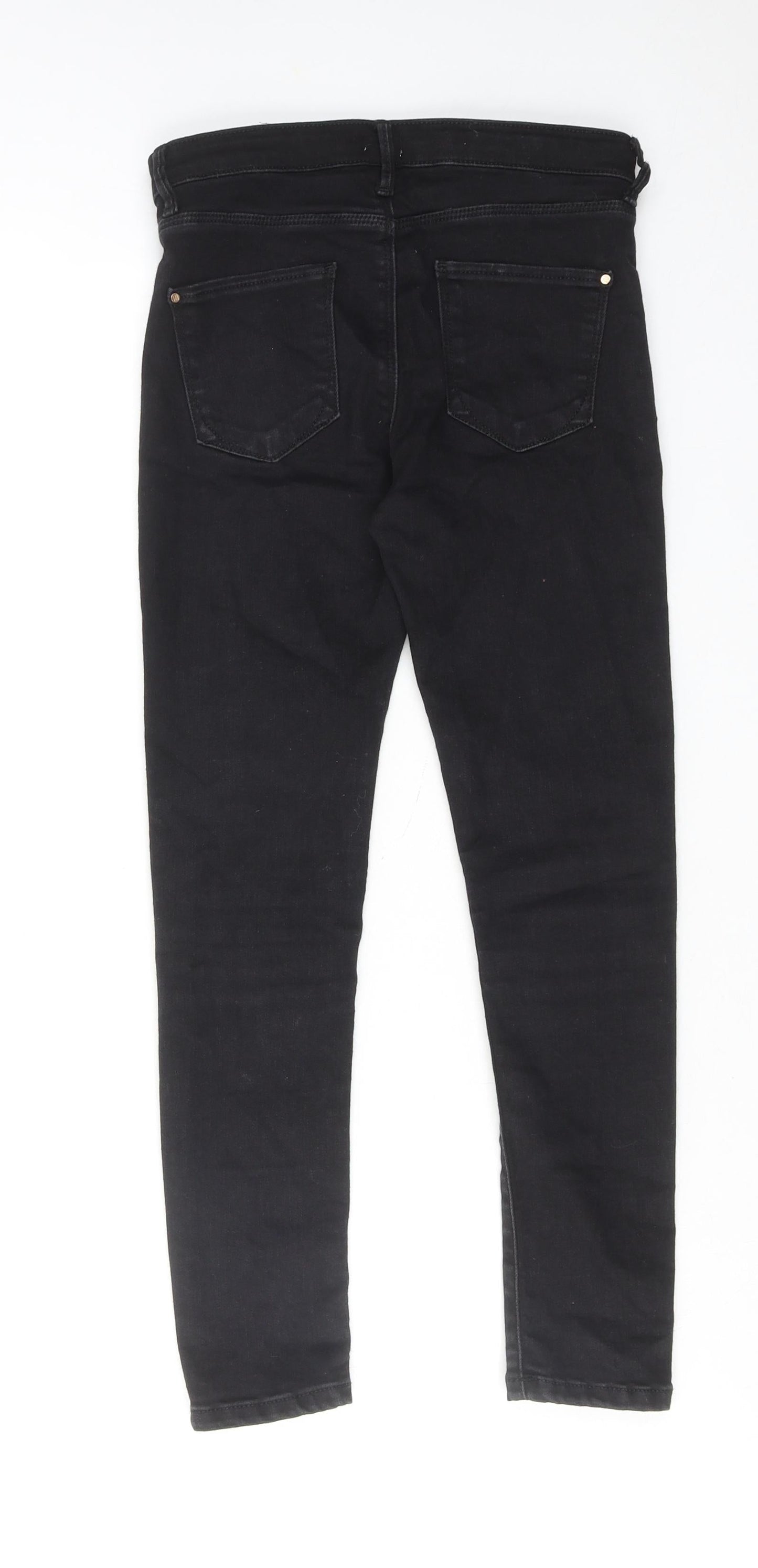 River Island Girls Black Cotton Skinny Jeans Size 9 Years Regular Zip