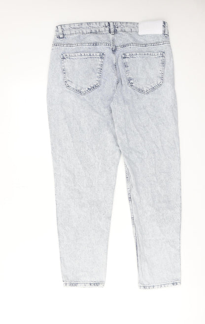 Boohoo Mens Blue Cotton Tapered Jeans Size 32 in Regular Zip - Side Stripe Detail