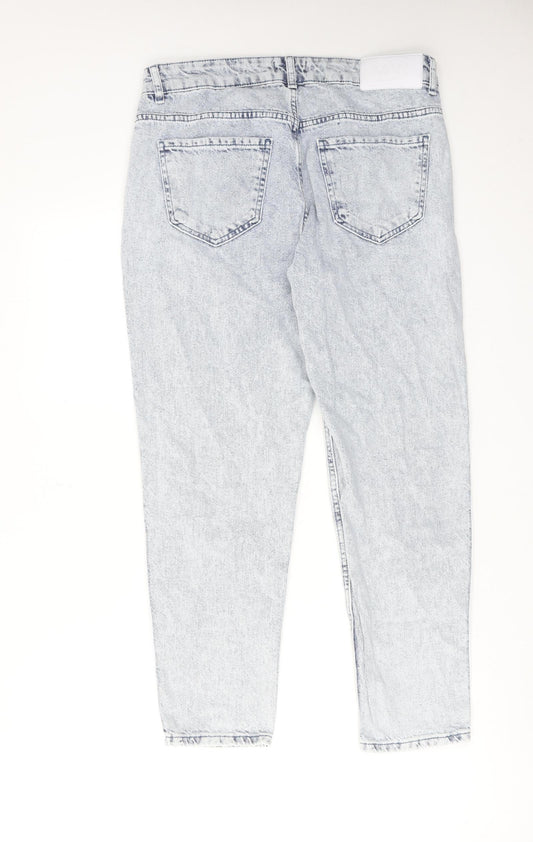 Boohoo Mens Blue Cotton Tapered Jeans Size 32 in Regular Zip - Side Stripe Detail