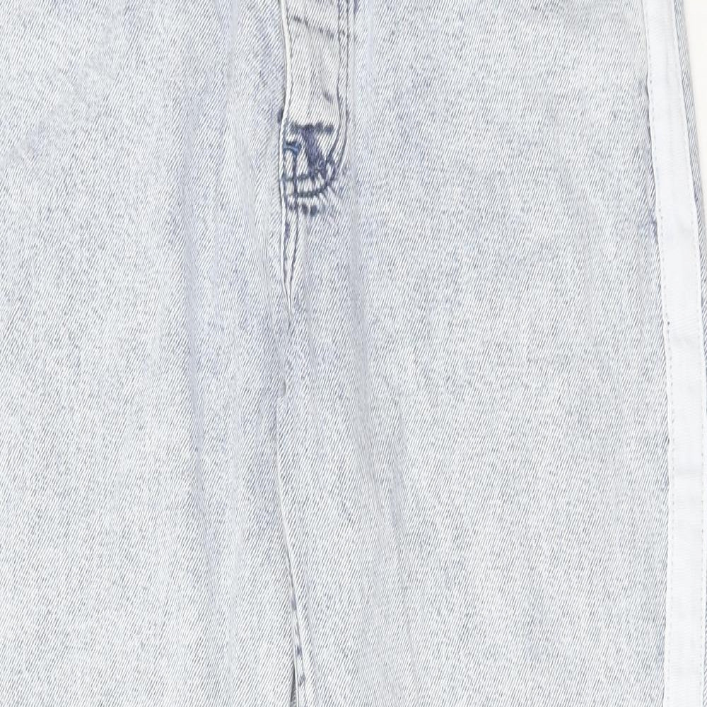 Boohoo Mens Blue Cotton Tapered Jeans Size 32 in Regular Zip - Side Stripe Detail