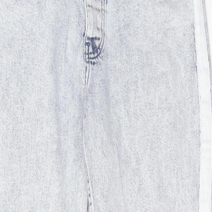 Boohoo Mens Blue Cotton Tapered Jeans Size 32 in Regular Zip - Side Stripe Detail