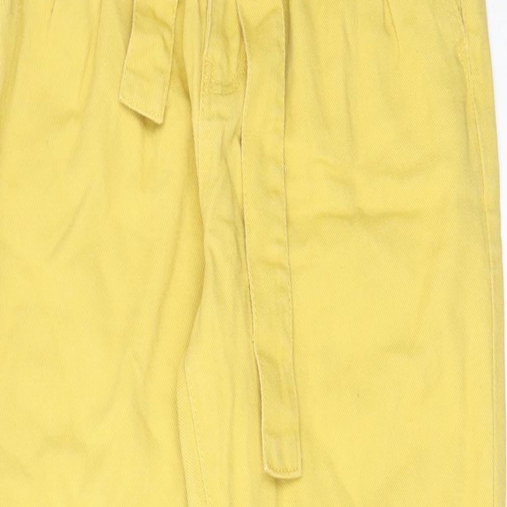 Denim & Co. Womens Yellow Cotton Tapered Jeans Size 6 L25 in Regular Zip - Paperbag Waist