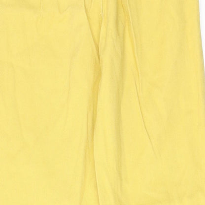 Denim & Co. Womens Yellow Cotton Tapered Jeans Size 6 L25 in Regular Zip - Paperbag Waist