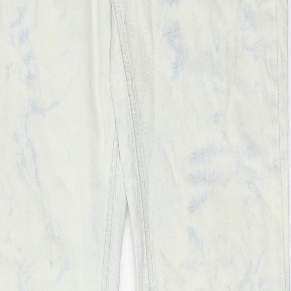 Newplay Womens Blue Cotton Straight Jeans Size M L32 in Regular Zip - Tie Dye Effect