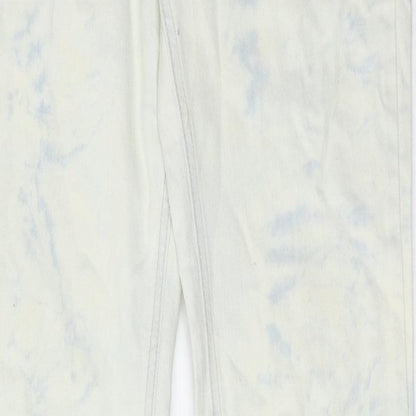 Newplay Womens Blue Cotton Straight Jeans Size M L32 in Regular Zip - Tie Dye Effect