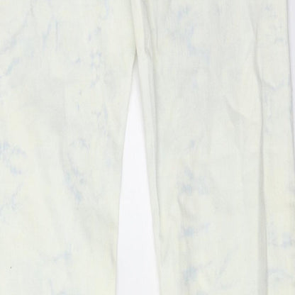 Newplay Womens Blue Cotton Straight Jeans Size M L32 in Regular Zip - Tie Dye Effect