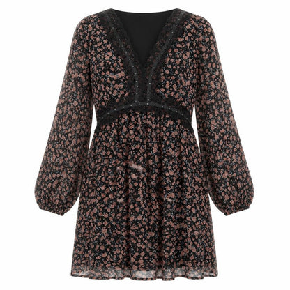 Zara Womens Multicoloured Floral Polyester A-Line Size S V-Neck Pullover