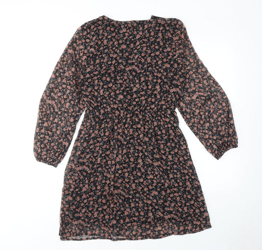 Zara Womens Multicoloured Floral Polyester A-Line Size S V-Neck Pullover