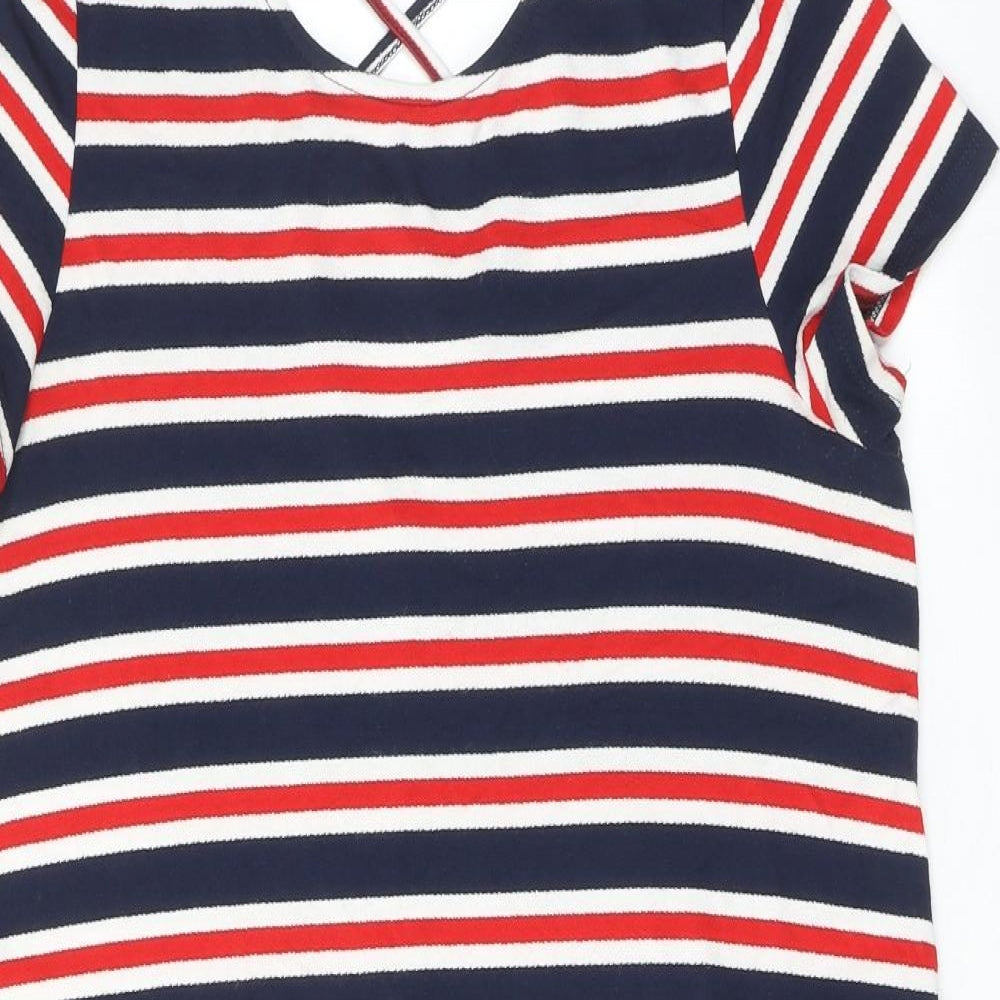 Only Womens Multicoloured Striped Viscose T-Shirt Dress Size L Round Neck Pullover