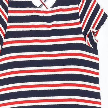 Only Womens Multicoloured Striped Viscose T-Shirt Dress Size L Round Neck Pullover