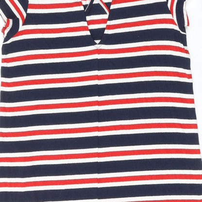 Only Womens Multicoloured Striped Viscose T-Shirt Dress Size L Round Neck Pullover
