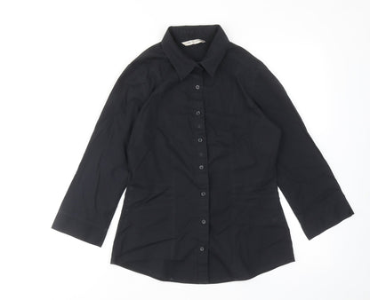 Womens UK Size 8 Marks and Spencer Black Basic Button-Up