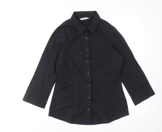 Womens UK Size 8 Marks and Spencer Black Basic Button-Up