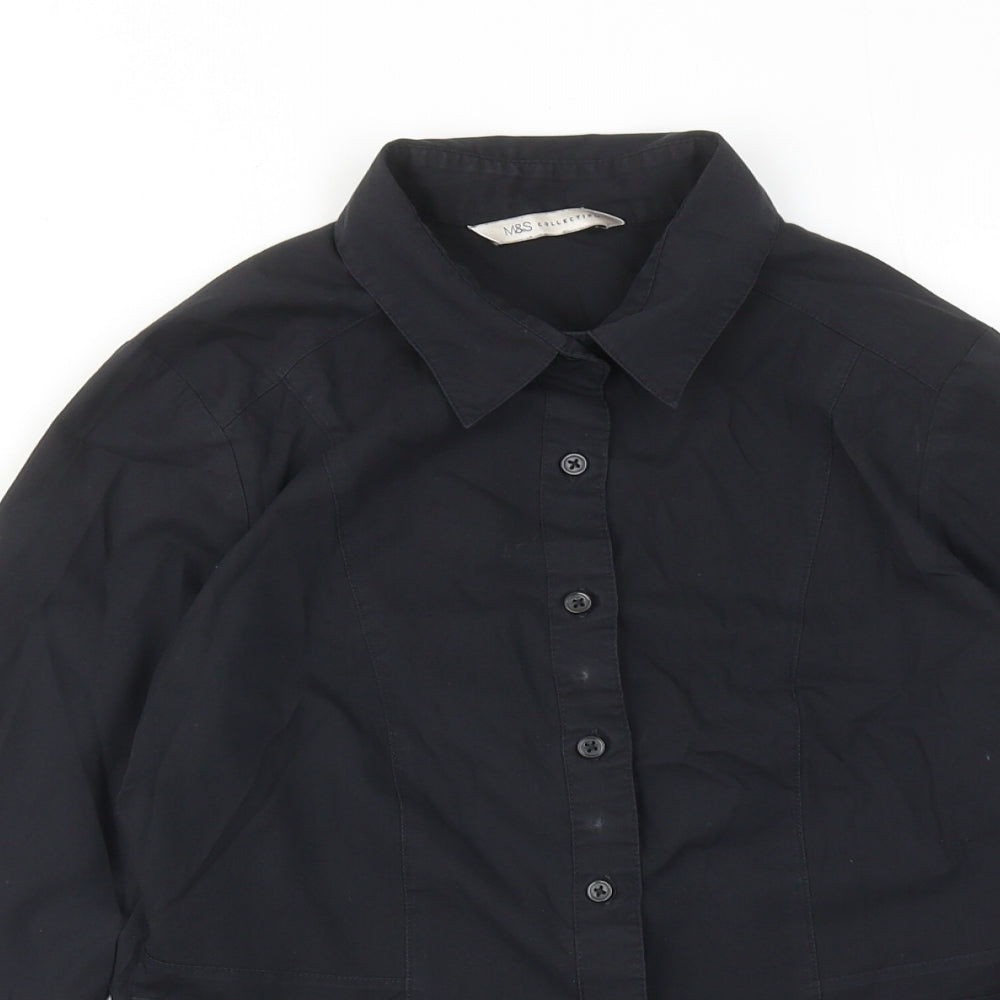 Womens UK Size 8 Marks and Spencer Black Basic Button-Up