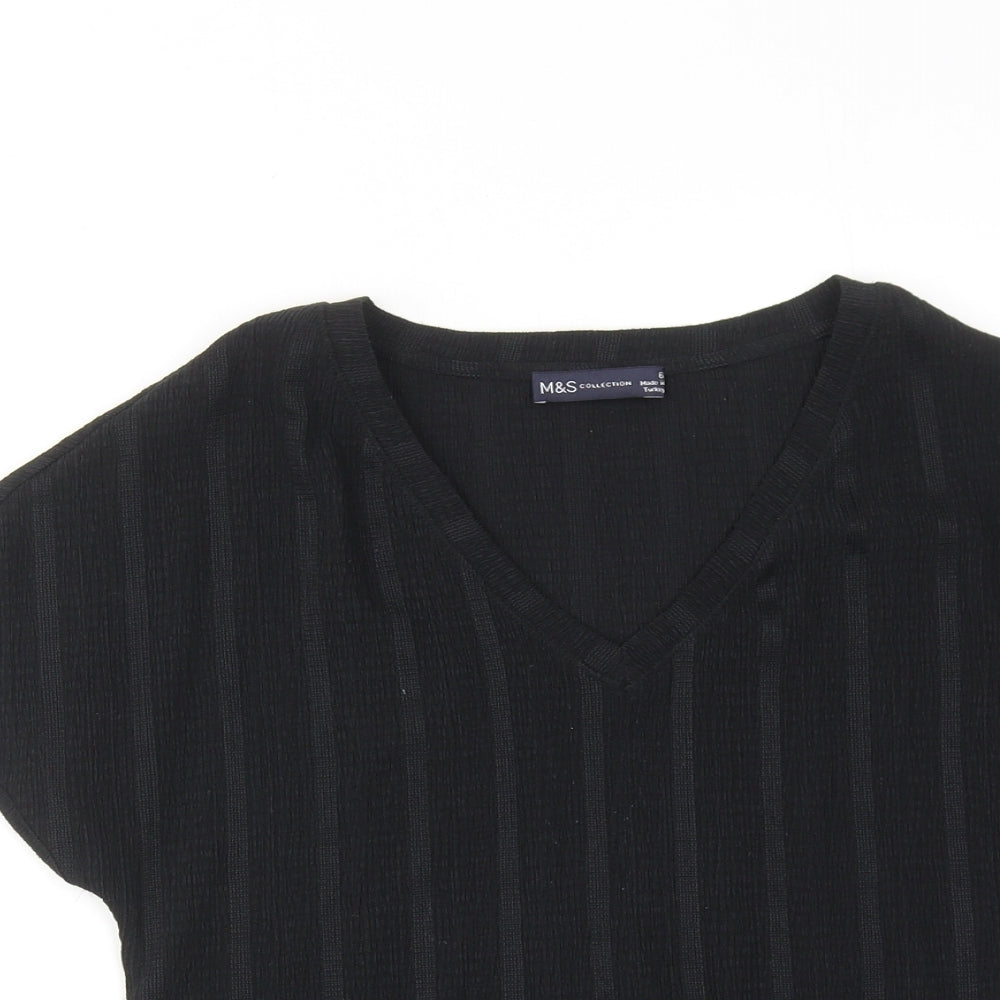 Womens UK Size 6 Marks and Spencer Black Basic T-Shirt