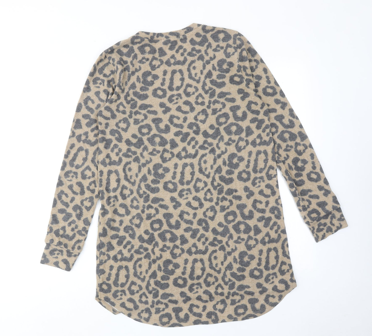 FOREVER 21 Womens Brown Animal Print Polyester Jumper Dress Size M Round Neck Pullover - Leopard pattern